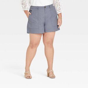 A New Day Women's Plus Size High-Rise Utility Shorts Gray 26W